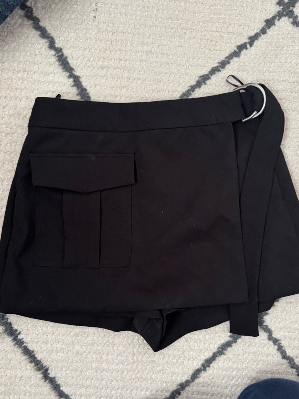 Zara Black Belted Skort with Flap Pocket